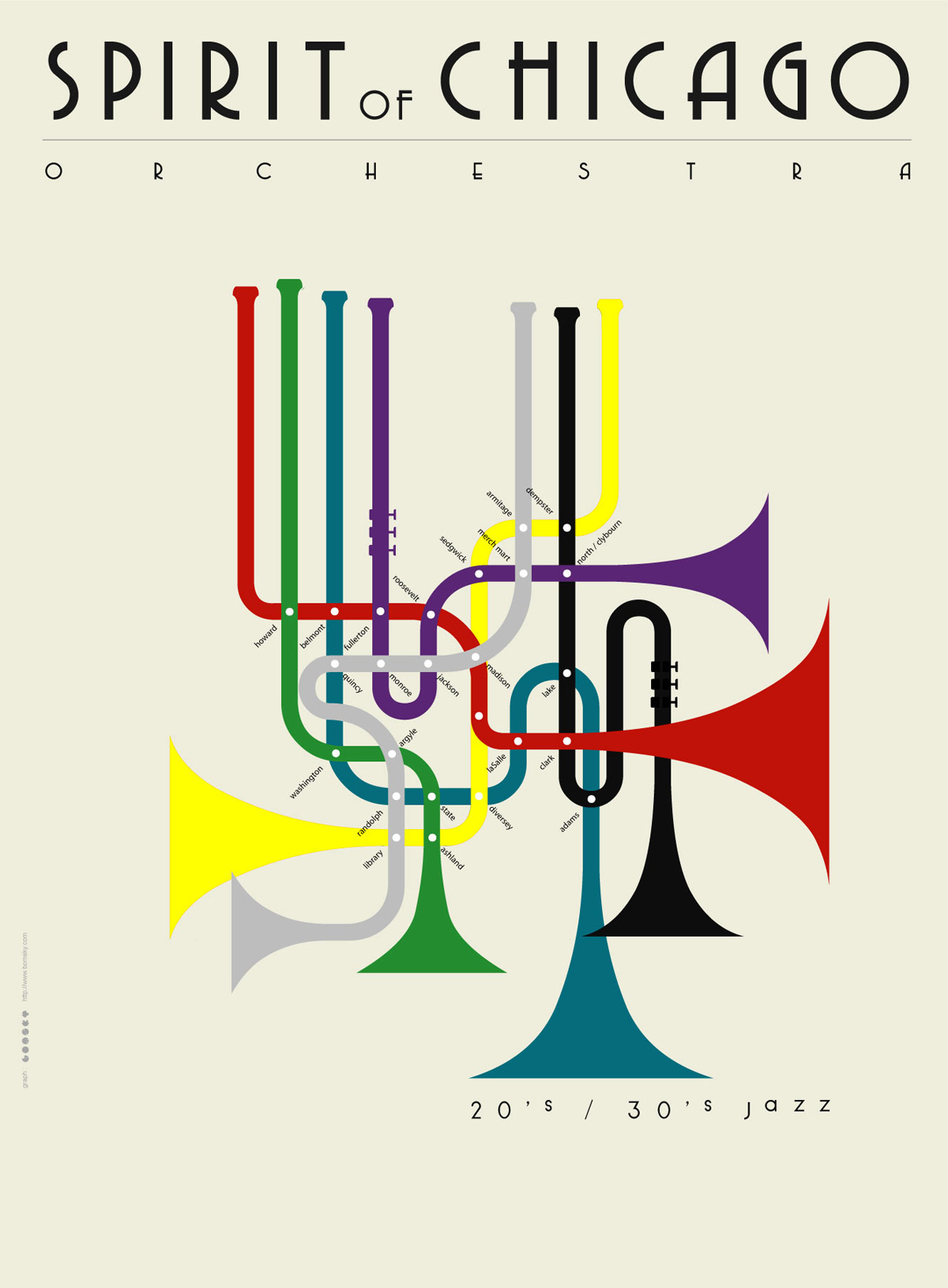 bomsky - graphisme - affiche pour le big band Spirit of Chicago